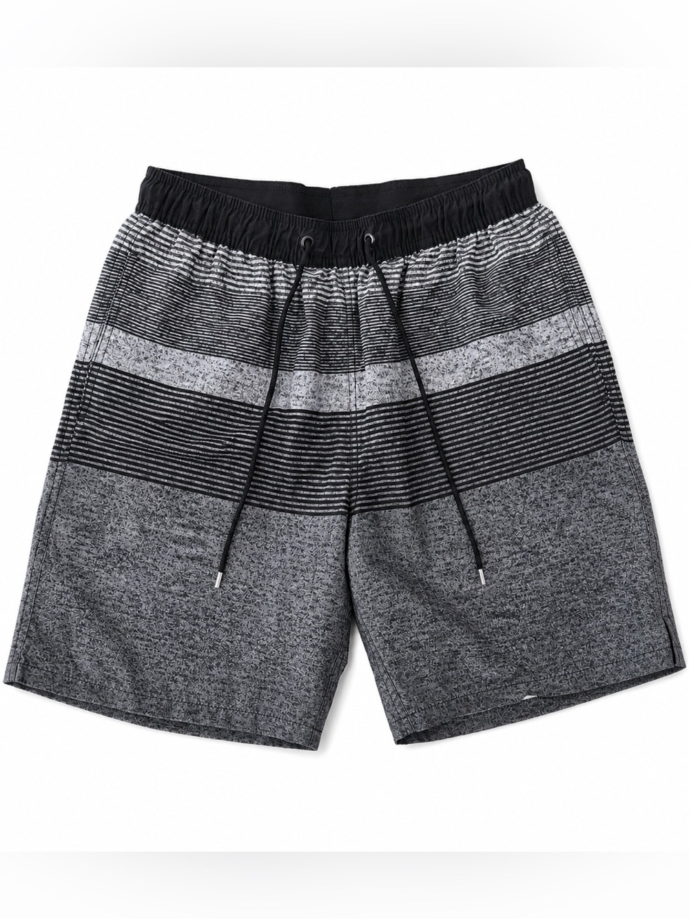 Kirkland Signature Black and Gray Striped Bathing Suit Shorts